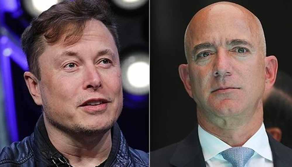 Elon Musk (kiri) dan Jeff Bezos.